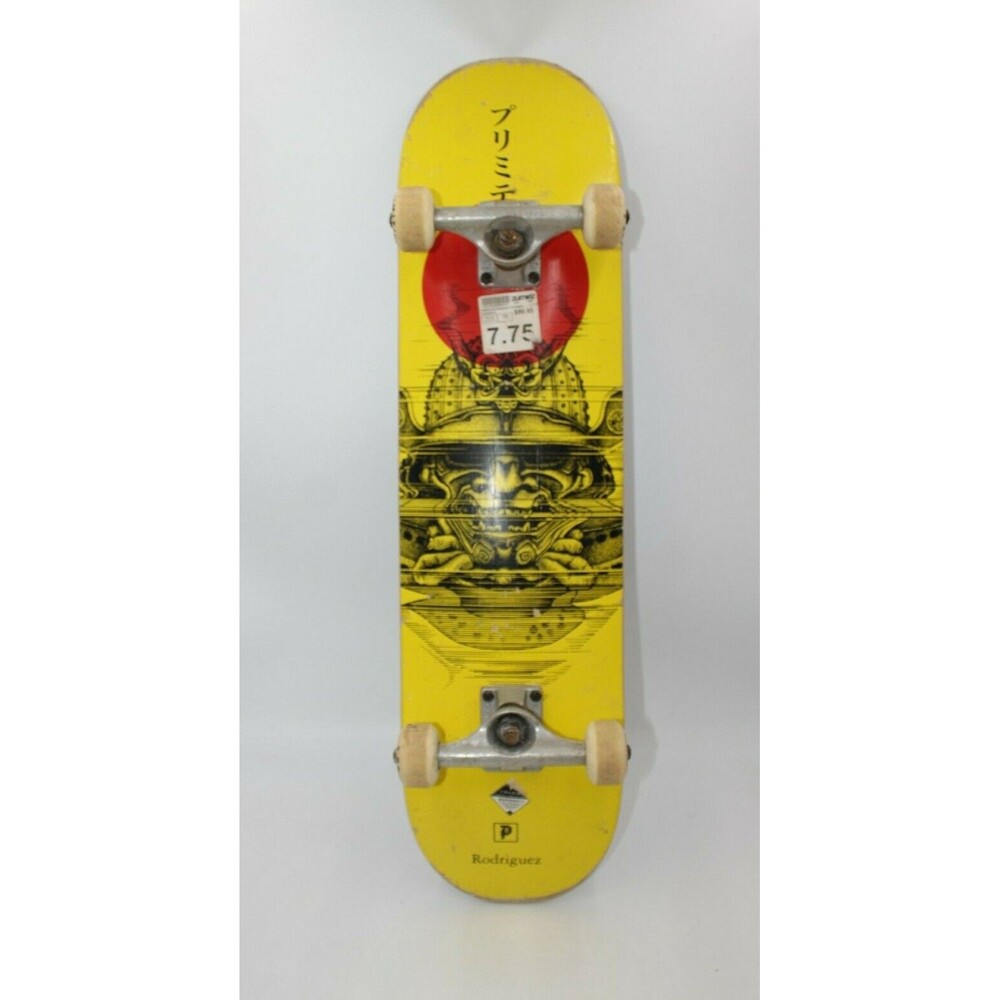 Zumiez Yellow Rodriguez Warrior 7.75" Skateboard Deck w/Wheels Primitive Used